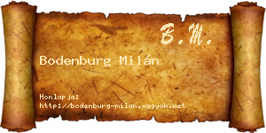 Bodenburg Milán névjegykártya